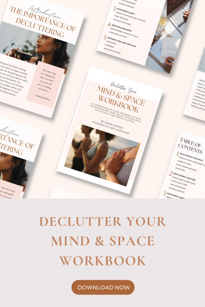 digital product image of the declutter your mind & space workbook