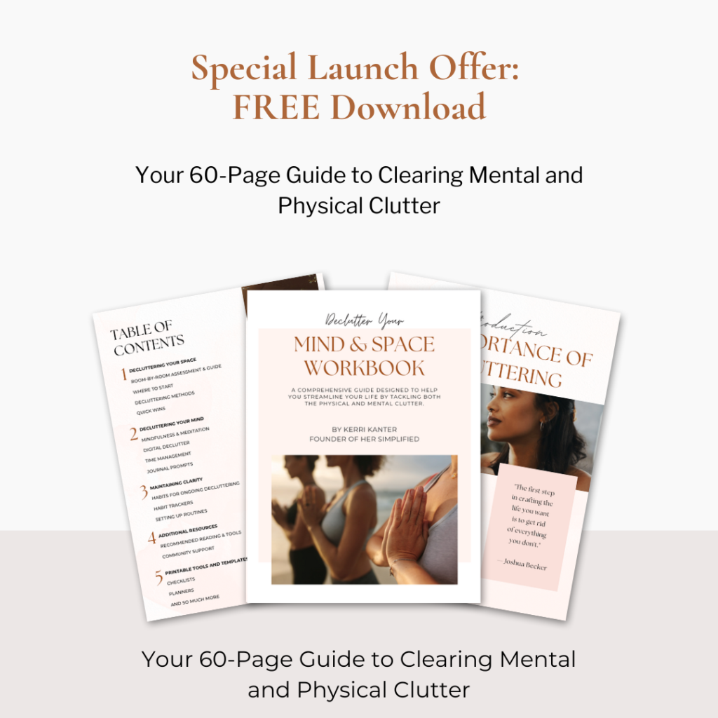 digital mockup of the declutter your mind & space workbook
